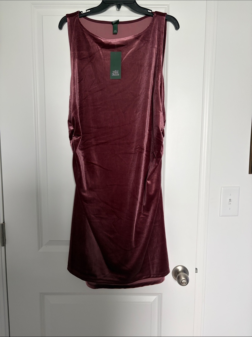 wild fable Sleeveless Velvet Dress in Burgundy